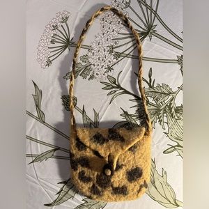 Handmade. Yellow & brown wool purse.